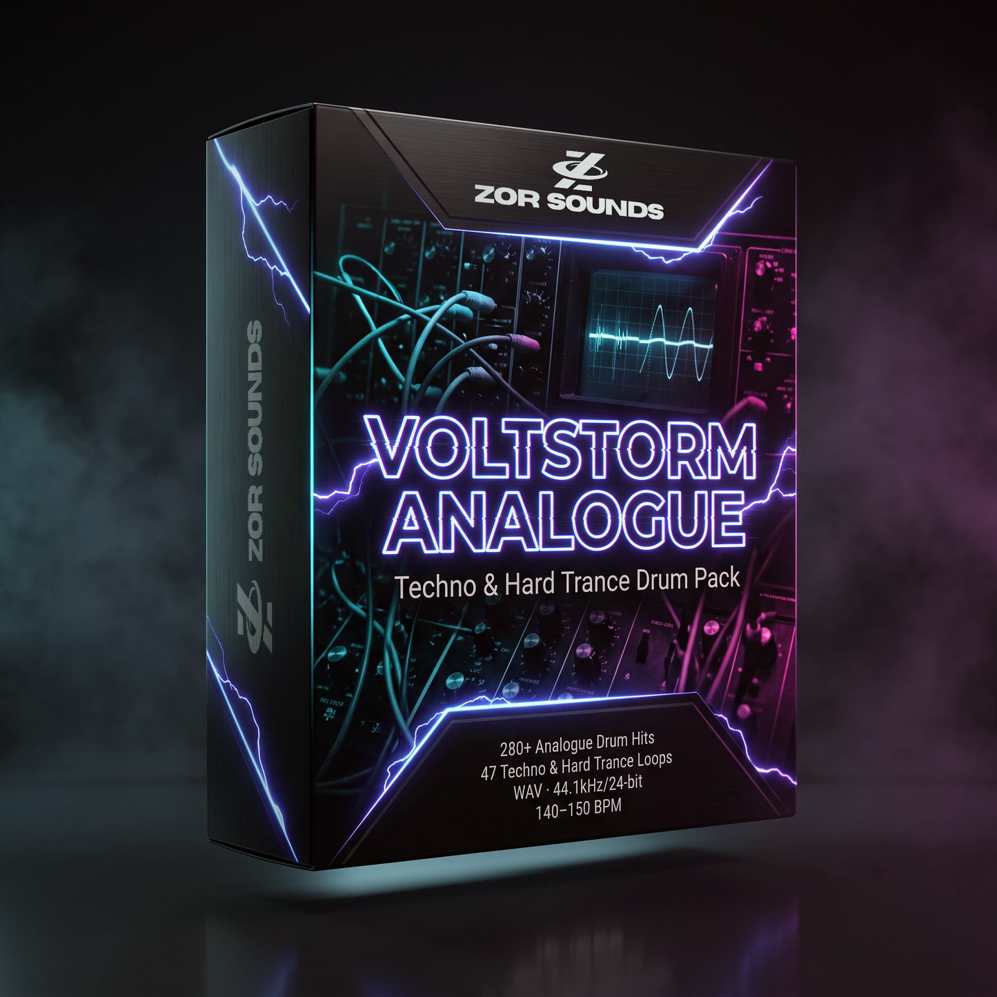 Voltstorm analogue techno and hard trance drum sample pack cover art – Zor Sounds